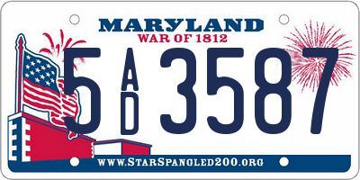 MD license plate 5AD3587