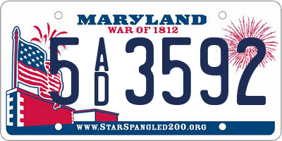 MD license plate 5AD3592