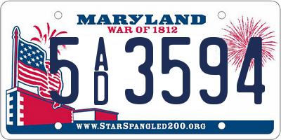 MD license plate 5AD3594