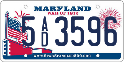 MD license plate 5AD3596