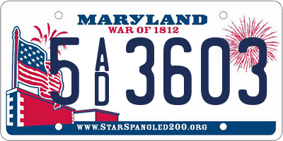 MD license plate 5AD3603