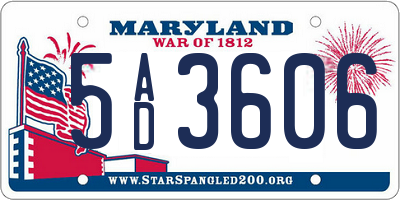 MD license plate 5AD3606