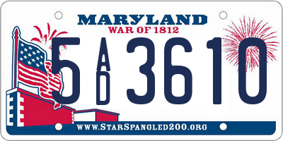 MD license plate 5AD3610