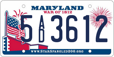MD license plate 5AD3612