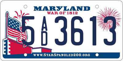 MD license plate 5AD3613