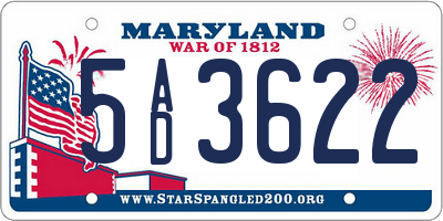 MD license plate 5AD3622
