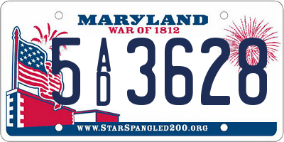 MD license plate 5AD3628