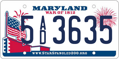 MD license plate 5AD3635