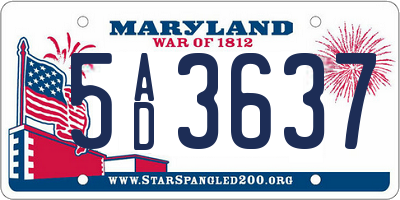 MD license plate 5AD3637