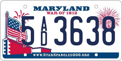 MD license plate 5AD3638