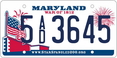 MD license plate 5AD3645