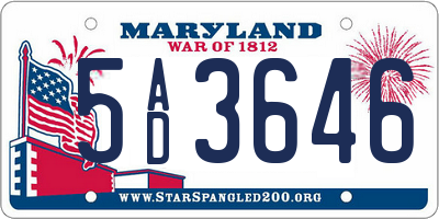 MD license plate 5AD3646