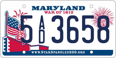 MD license plate 5AD3658