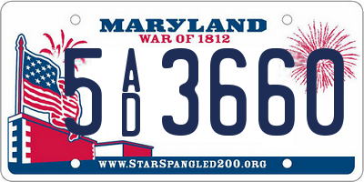MD license plate 5AD3660
