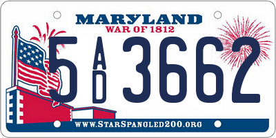 MD license plate 5AD3662