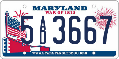 MD license plate 5AD3667