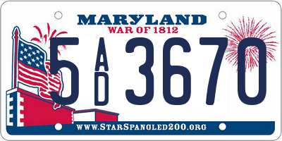 MD license plate 5AD3670