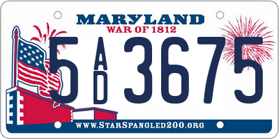 MD license plate 5AD3675
