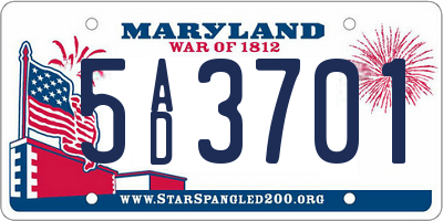 MD license plate 5AD3701