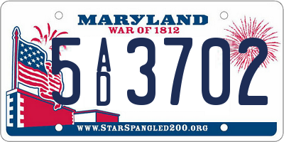 MD license plate 5AD3702