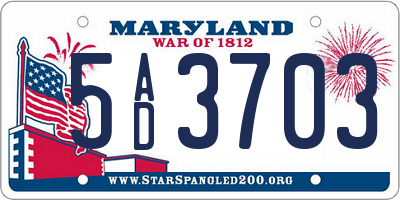 MD license plate 5AD3703