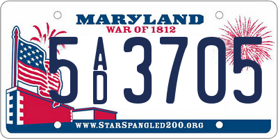 MD license plate 5AD3705