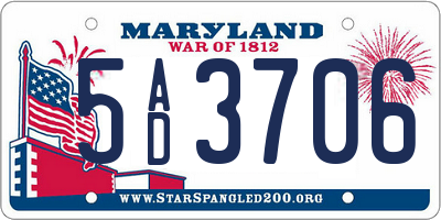 MD license plate 5AD3706