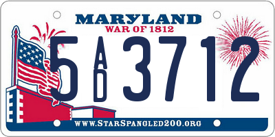 MD license plate 5AD3712