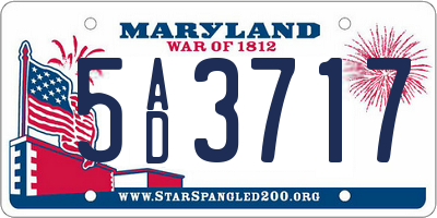MD license plate 5AD3717