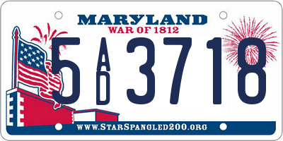 MD license plate 5AD3718