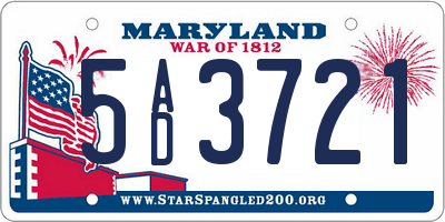 MD license plate 5AD3721