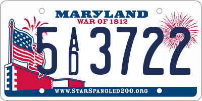 MD license plate 5AD3722