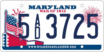 MD license plate 5AD3725