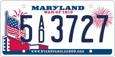 MD license plate 5AD3727