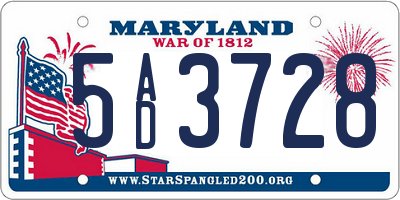 MD license plate 5AD3728