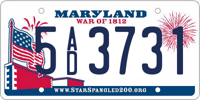 MD license plate 5AD3731