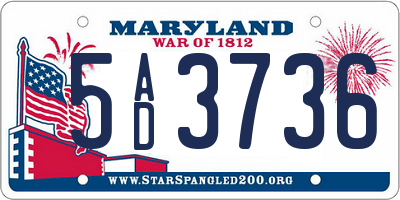MD license plate 5AD3736