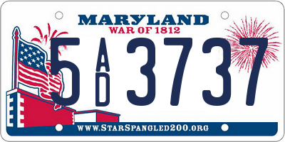 MD license plate 5AD3737
