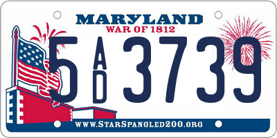 MD license plate 5AD3739