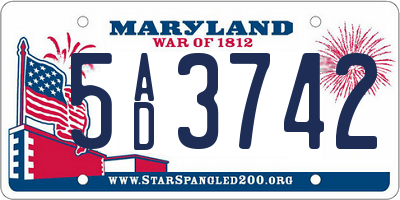MD license plate 5AD3742