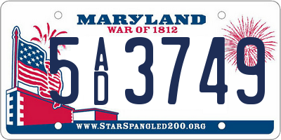 MD license plate 5AD3749