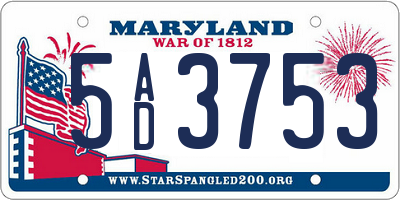 MD license plate 5AD3753