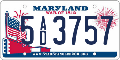 MD license plate 5AD3757