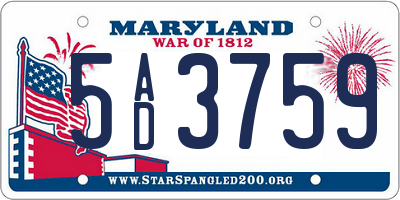 MD license plate 5AD3759