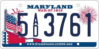 MD license plate 5AD3761
