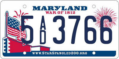 MD license plate 5AD3766