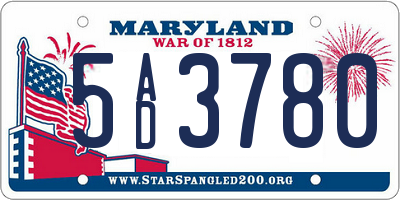 MD license plate 5AD3780
