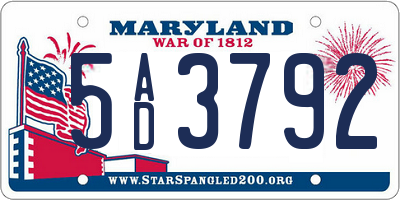MD license plate 5AD3792