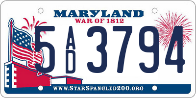 MD license plate 5AD3794
