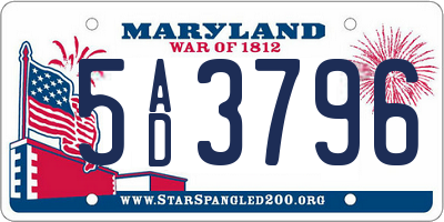 MD license plate 5AD3796